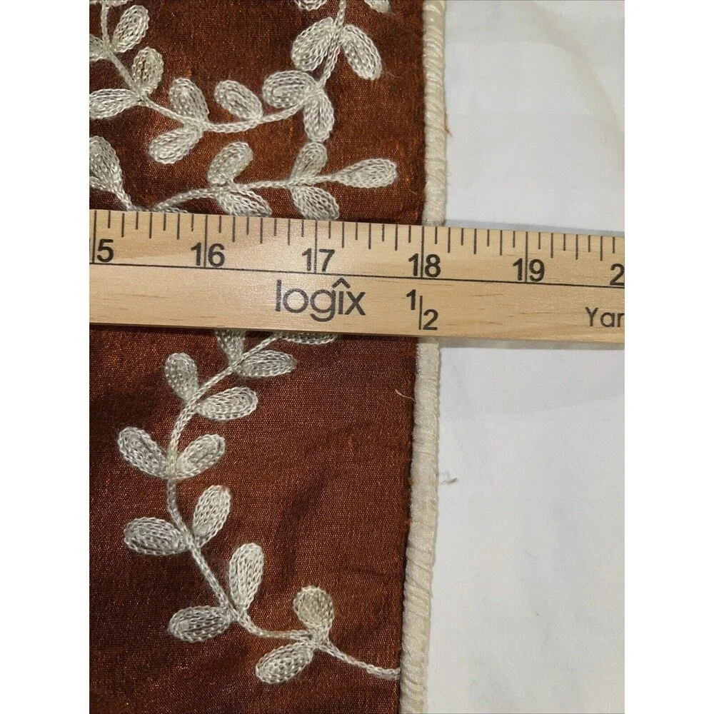 Pier 1 Imports Set Of 2 Embroidered Pillow Covers 18x18 Rust Floral Zipper